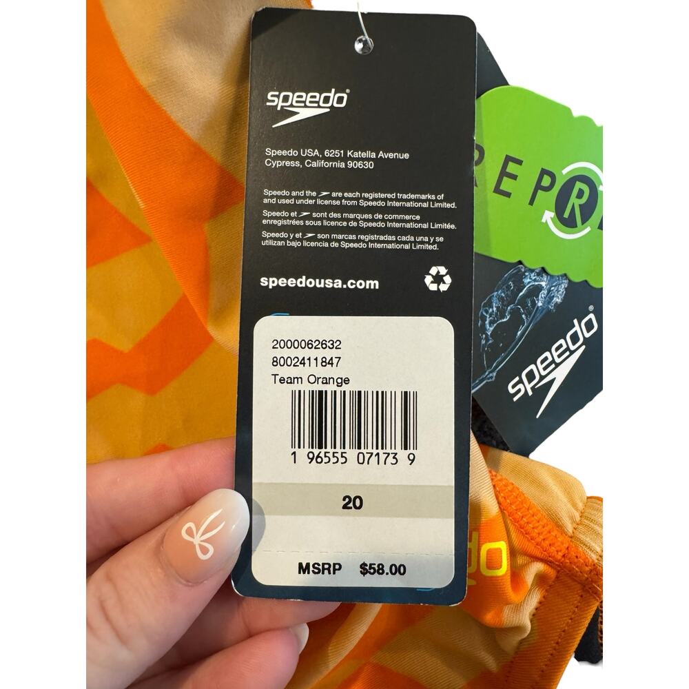 NWT Speedo Pro LT Girls Size 4/20 Youth Orange Swim Suit - Picture 3 of 7